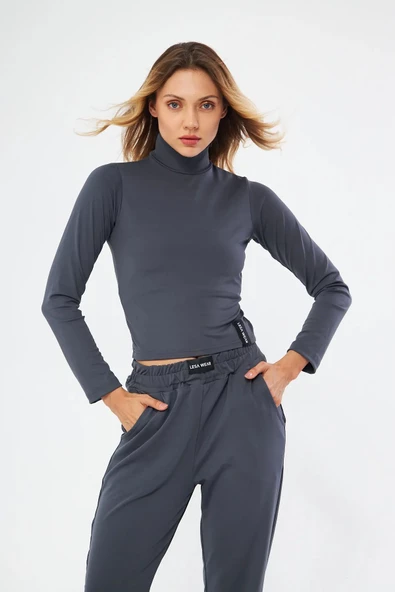Lesa Wear Soft Touch Balıkçı Yaka Bluz Antrasit ürün görseli 1
