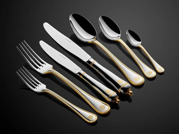 LAMEDEORE ROYALTY YARIM GOLD CUTTERY 89 PARÇA ÇATAL BIÇAK SETİ ürün görseli 1
