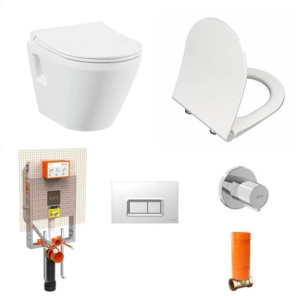 VitrA İntegra Rim-ex Kanalsız Asma Klozet + VitrA Slim Duroplast Klozet Kapağı + Gömme Rezervuar 7062L003-0850 ürün görseli 1