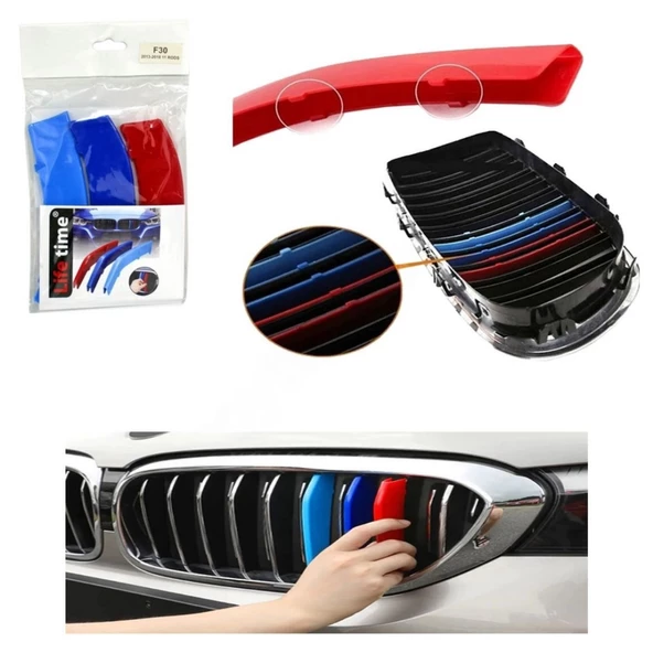 Bmw 3 Serisi F30 2013-2018 Uyumlu 11 Rods 3M Ön Normal Panjur Böbrek Şeridi ürün görseli 1