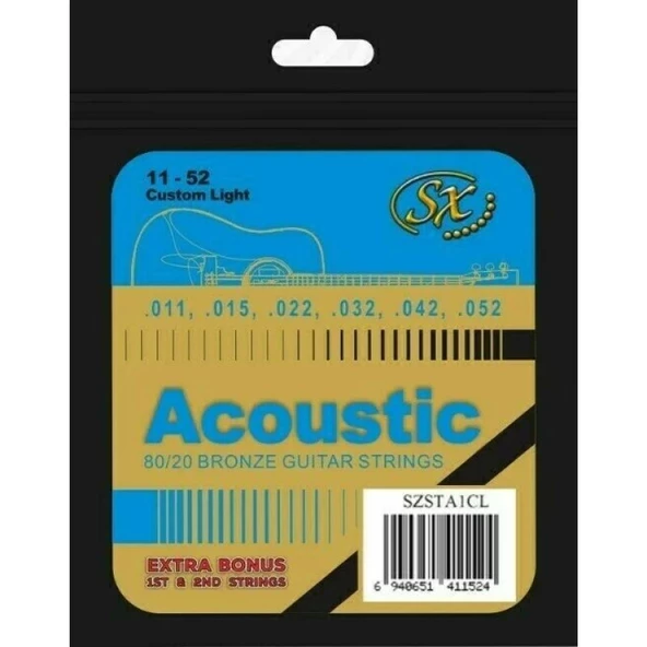 SX SZSTA1CL Custom Light Bronz Akustik Gitar Teli (11-52) ürün görseli 1