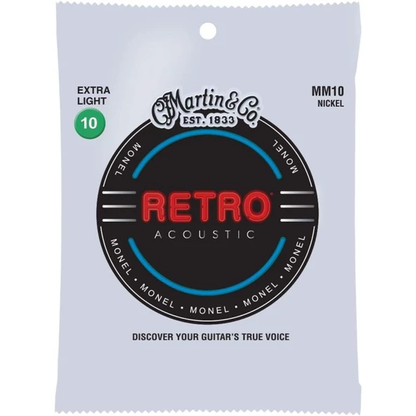 Martin Co Retro MM10 Nickel Alloy Extra Lt 10-47 Akustik Gitar Teli ürün görseli 1