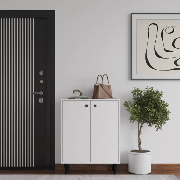 Artemis 4 Raflı 2 Kapaklı Ayakkabılık, Beyaz - Resim 3