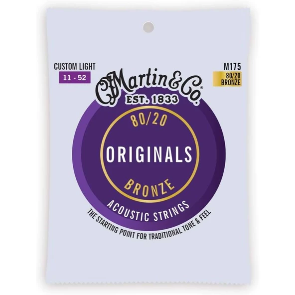 Martin Co M175 "Original M175" Bronze Akustik Gitar Teli Custom Light 11-52 ürün görseli 1