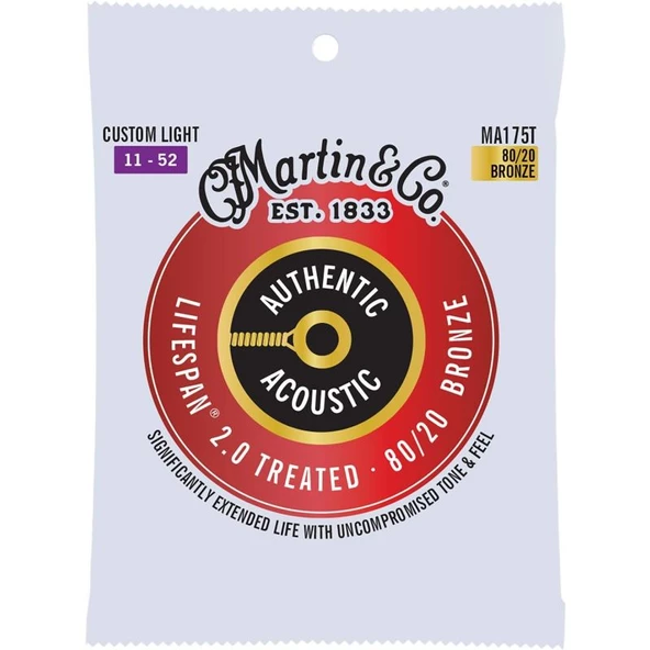 Martin Co MA175T SP Lifespan Treated Akustik Gitar Teli Custom Light 11-52 ürün görseli 1