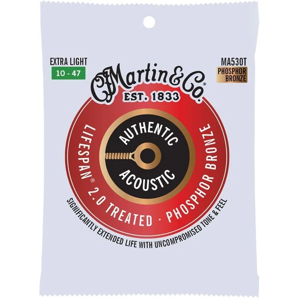 Martin Co  MA530T SP Lifespan Treated Akustik Gitar Teli Extra Light 10-47 ürün görseli 1