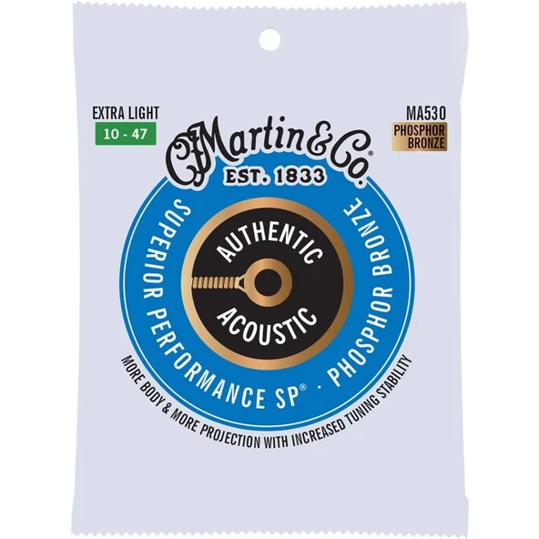 Martin Co MA530 SP Phosphor Bronze Akustik Gitar Telleri (Ultra Light 10-47) ürün görseli 1