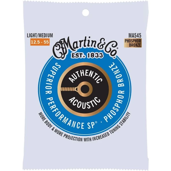 Martin Co MA545 SP Phosphor Bronze Akustik Gitar Telleri (Light Medium 12.5-55) ürün görseli 1
