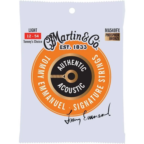 Martin Co MA540FX Flex Core Phosphor Bronze "Tommy Emmanuel's Choice" Akustik Gitar Teli Light 12-54 ürün görseli 1