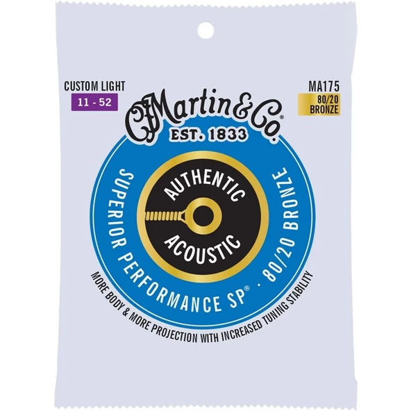 Martin Co MA175 SP 80/20 Bronze Akustik Gitar Teli (Custom Light 11-52) ürün görseli 1