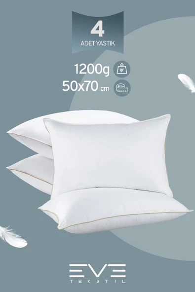 4 Adet Yellow Dream Serisi Fermuarlı Antialerjik Silikon Elyaf Dolgulu Yastık 50x70cm 1200gr ürün görseli 1