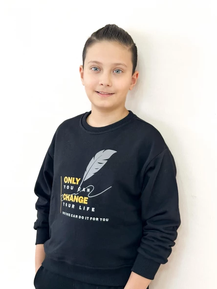 Sıfır Yaka Baskılı Sweat ürün görseli 1
