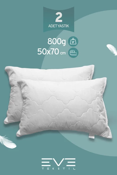 2 Adet Diamant Plus Kılıflı Fermuarlı Yıkanabilir Antialerjik Silikon Elyaf Yastık 50x70cm 800 gr ürün görseli 1
