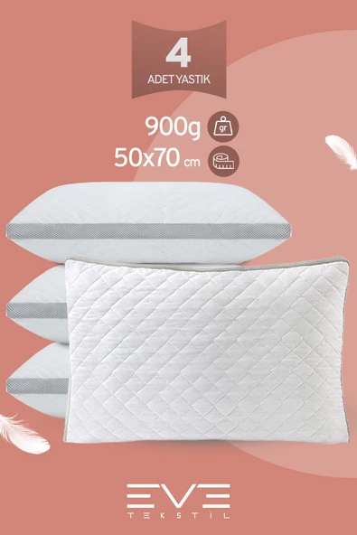 4 Adet Klimax Serisi Kılıflı Fermuarlı Klimali Antialerjik Silikon Elyaf Yastık 50x70cm 900 gr ürün görseli 1