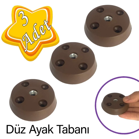 3 Adet Düz Ayak Tabanı Kahverengi Mobilya Masa Sehpa Ayağı Bağlantı Aparatı Plastik ürün görseli 1