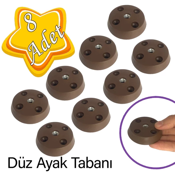 8 Adet Düz Ayak Tabanı Kahverengi Mobilya Masa Sehpa Ayağı Bağlantı Aparatı Plastik ürün görseli 1