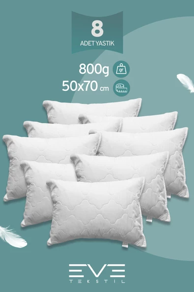 8 Adet Diamant Plus Kılıflı Fermuarlı Yıkanabilir Antialerjik Silikon Elyaf Yastık 50x70cm 800 gr ürün görseli 1