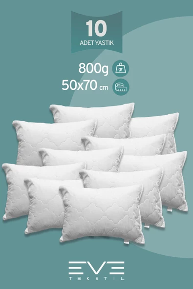 10 Adet Diamant Plus Kılıflı Fermuarlı Yıkanabilir Antialerjik Silikon Elyaf Yastık 50x70cm 800 gr ürün görseli 1
