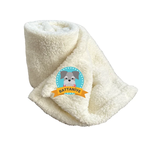 Beylini Kedi Köpek Battaniyesi Premium Peluş Evcil Hayvan Uyku Battaniyesi Yıkanabilir Krem 60x80 ürün görseli 1