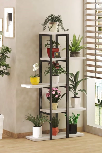 Beş Raflı Çiçeklik Saksı Standı 110 cm Renk Seçenekli ürün görseli 1