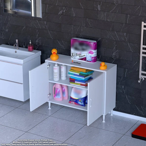 Modilayn SÖKE Küçük Alanlar İçin Akıllı Çözümler 90x75x32,5 cm’ lik 2 Kapaklı 2 Göz Raf Dolap ürün görseli 1