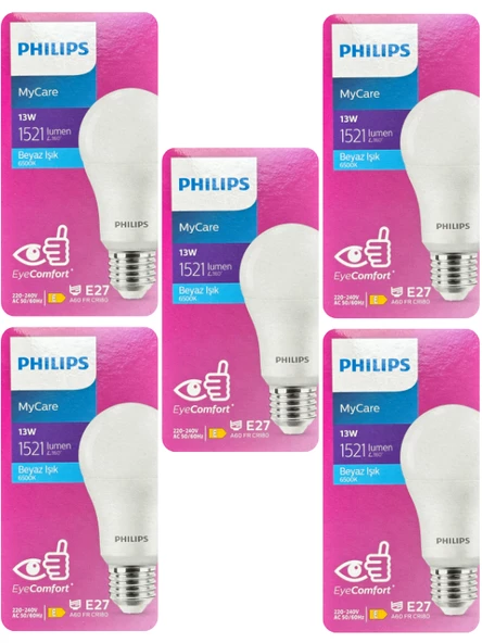 Philips 13W (100W) 6500K (Beyaz Işık) E27 Duylu Led Ampul (5 Adet) ürün görseli 1