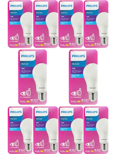 Philips 13W (100W) 6500K (Beyaz Işık) E27 Duylu Led Ampul (10 Adet) ürün görseli 1