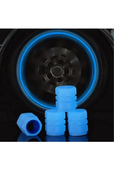 BarkoFix 4 Adet Sibop Kapağı Fosforlu Floresan Led Pilsiz Araba Motorsiklet Bisiklet  Lastik Sibop Kapağı ürün görseli 1