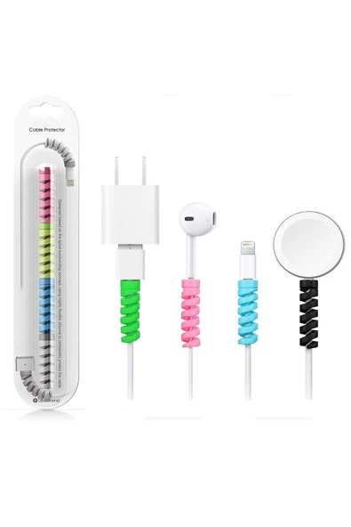 BercesteCase 2 Adet Iphone Spiral Kablo Koruyucu Silikon Kablo Koruyucu Şarj Aleti Koruyucu Kulaklık Koruyucu - Resim 2