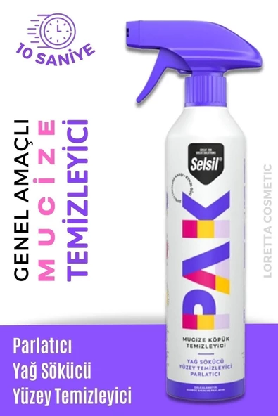 Selsil Pak 500 ml Mucize Köpük Temizleyici Sprey Yağ Sökücü Yüzey Temizleyici Parlatıcı Paksprey1li ürün görseli 1