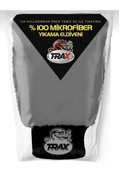 TRAX Oto & Ev Yıkama Ve Cila Eldiveni Mikrofiber Araç Yıkama Eldiveni Gri ürün görseli 1