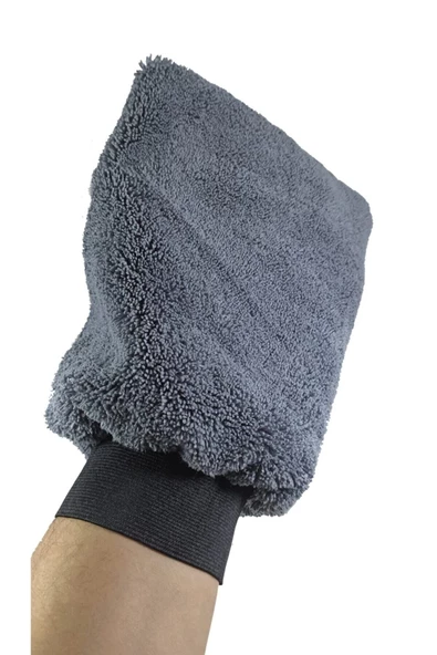 OMAC Oto & Ev Yıkama Ve Cila Eldiveni - Antrasit Mikrofiber - Resim 2