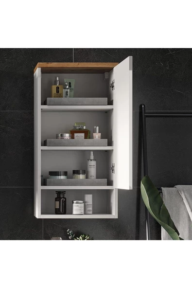 Egecan Mobilya Tek Kapaklı Askıda 4 Raflı Banyo Dolabı Havlu Dolabı Sabunluk Kiler Dolabı Erzak Dolabı Ekmek Dolabı ürün görseli 1