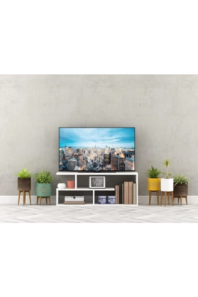 Egecan Mobilya Beyaz Tv Ünitesi Tv Sehpası ürün görseli 1