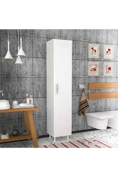 Egecan Mobilya 5 Raflı Banyo Boy Dolabı Havlu Dolabı Erzak Dolabı Banyo Dolabı ürün görseli 1
