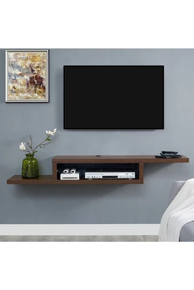 Egecan Mobilya Ceviz 180 Cm Tv Ünitesi Tv Standı Duvar Rafı Kitaplık ürün görseli 1
