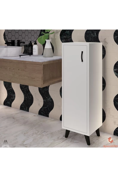 Egecan Mobilya Beyaz Tek Kapaklı 3 Raflı Banyo Dolabı Havlu Dolabı Sabunluk Kiler Dolabı Erzak Dolabı Ekmek Dolabı ürün görseli 1