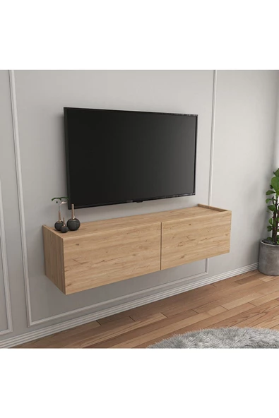 Egecan Mobilya Meşe 90 Cm Tv Ünitesi Tv Sehpası Duvar Rafı Kitaplık ürün görseli 1