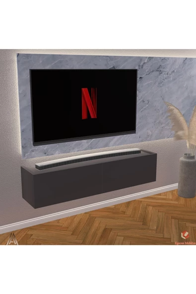 Egecan Mobilya Antrasit 80 Cm Tv Ünitesi Tv Sehpası Duvar Rafı Kitaplık ürün görseli 1