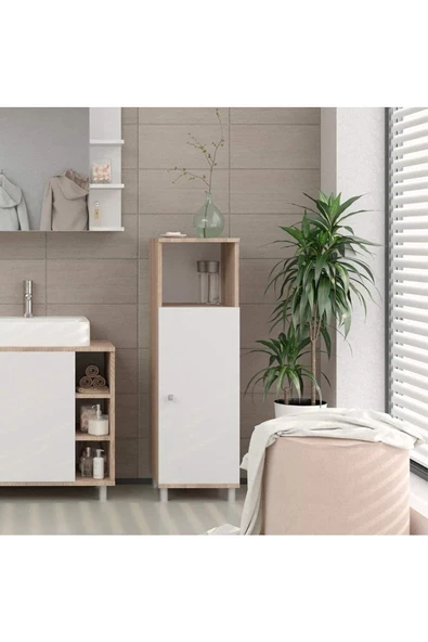 Egecan Mobilya Tek Kapaklı 3 Raflı Çok Amaçlı Banyo Dolabı Mutfak Dolabı Havlu Dolabı Erzak Dolabı ürün görseli 1