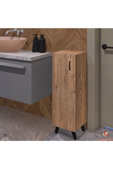 Egecan Mobilya Atlantik Çam Tek Kapaklı 3 Raflı Banyo Dolabı Havlu Dolabı Kiler Dolabı Erzak Dolabı Ekmek Dolabı ürün görseli 1
