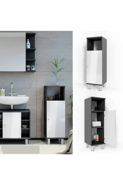 Egecan Mobilya Tek Kapaklı 3 Raflı Banyo Dolabı Havlu Dolabı Sabunluk Kiler Dolabı Erzak Dolabı Çamaşır Dolabı ürün görseli 1