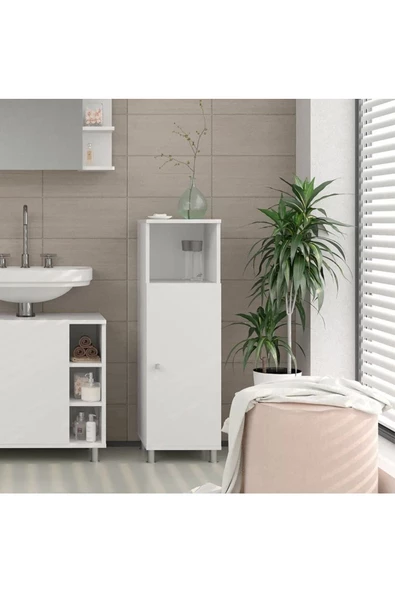 Egecan Mobilya Tek Kapaklı 3 Raflı Çok Amaçlı Banyo Dolabı Mutfak Dolabı Havlu Dolabı Erzak Dolabı ürün görseli 1