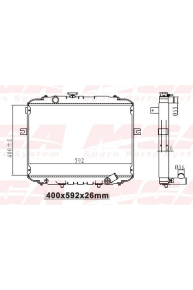 MGA Su Radyatoru (Brazing) - (Hyundai: H100 Kamyonet 9703 ) (400X592X26) (806021) - Mga-80221 ürün görseli 1