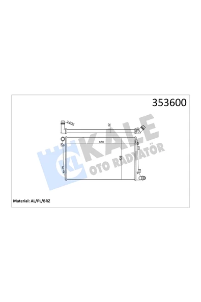 KALE SU RADYATORU BRAZING (VW CADDY 04-11  GOLF 04-07  AUDI A3 04-13  SEAT LEON 06-10) 650×438X32 ürün görseli 1