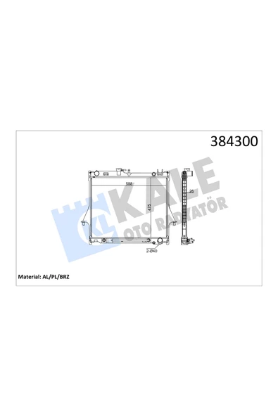 KALE MOTOR SU RADYATORU ISUZU DMAX 2002-2012 OTOMATIK 588×473x26 ürün görseli 1