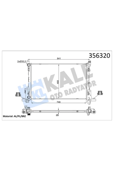 KALE SU RADYATOR 26MM  BRAZING  (RENAULT TRAFIC III 1.6/2.0DCI 14 / - OPEL VIVARO B 1.6CDTI 14 / ürün görseli 1