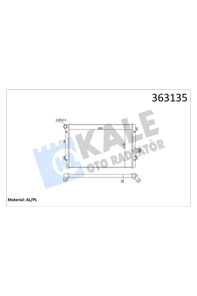 KALE SU RADYATORU (VW CADDY 11-  GOLF 04-14  PASSAT 05-14  AUDI A3 03-12  SEAT LEON 06-13) ürün görseli 1