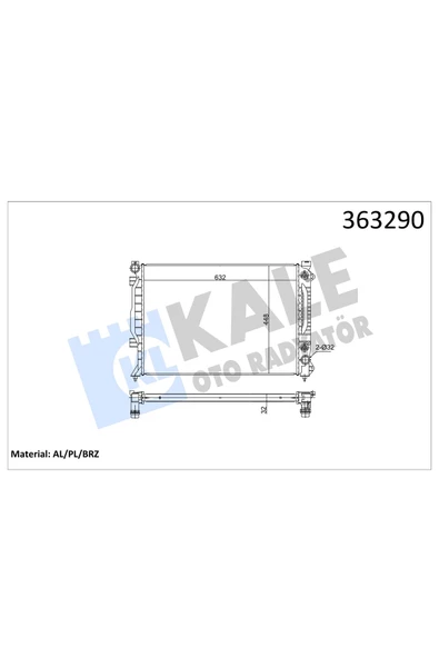 KALE SU RADYATORU AUDI A6 C5 (4B5) 2.5TDI 97 05 (AT) BRAZING 632×448X32 ürün görseli 1