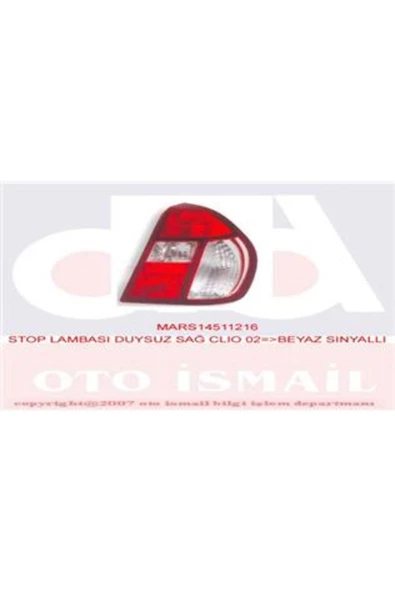 Mars STOP LAMBASI DUYSUZ SAĞ CLIO 02 Uyumlu  BEYAZ SİNYALLİ 8200403982 ürün görseli 1